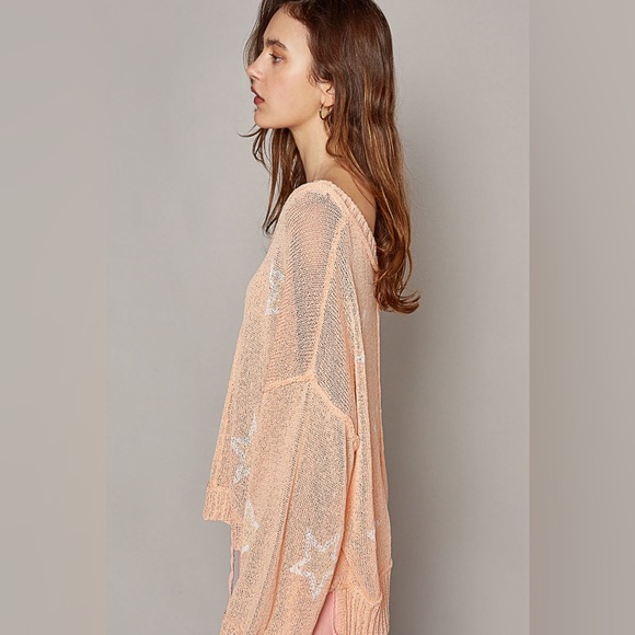 Lightweight V-Neck Star Print Sweater - POL - Picture 3 of 3